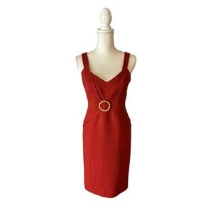 David Meister Red Sleeveless Dress Size 6 Knee Length